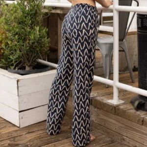 ✨ Cali 1850 Linen-Blend Lounge Pants w/ Drawstring – Blue/White Medium